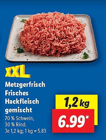 XXL Metzgerfrisch Frisches Hackfleisch gemischt 1,2 kg