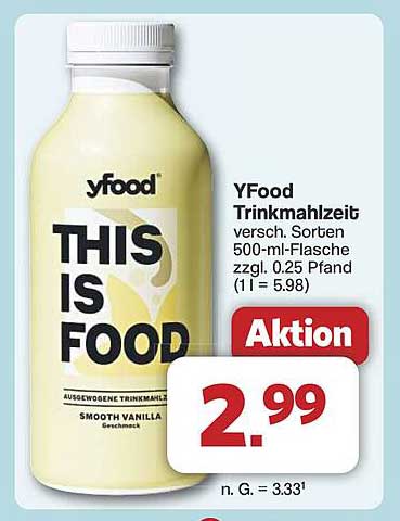 YFood Trinkmahlzeit Smooth Vanilla 500 ml-Flasche