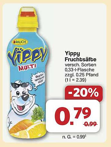 Yippy Fruchtsäfte 0,33 l Flasche - Erfrischung für die ganze Familie