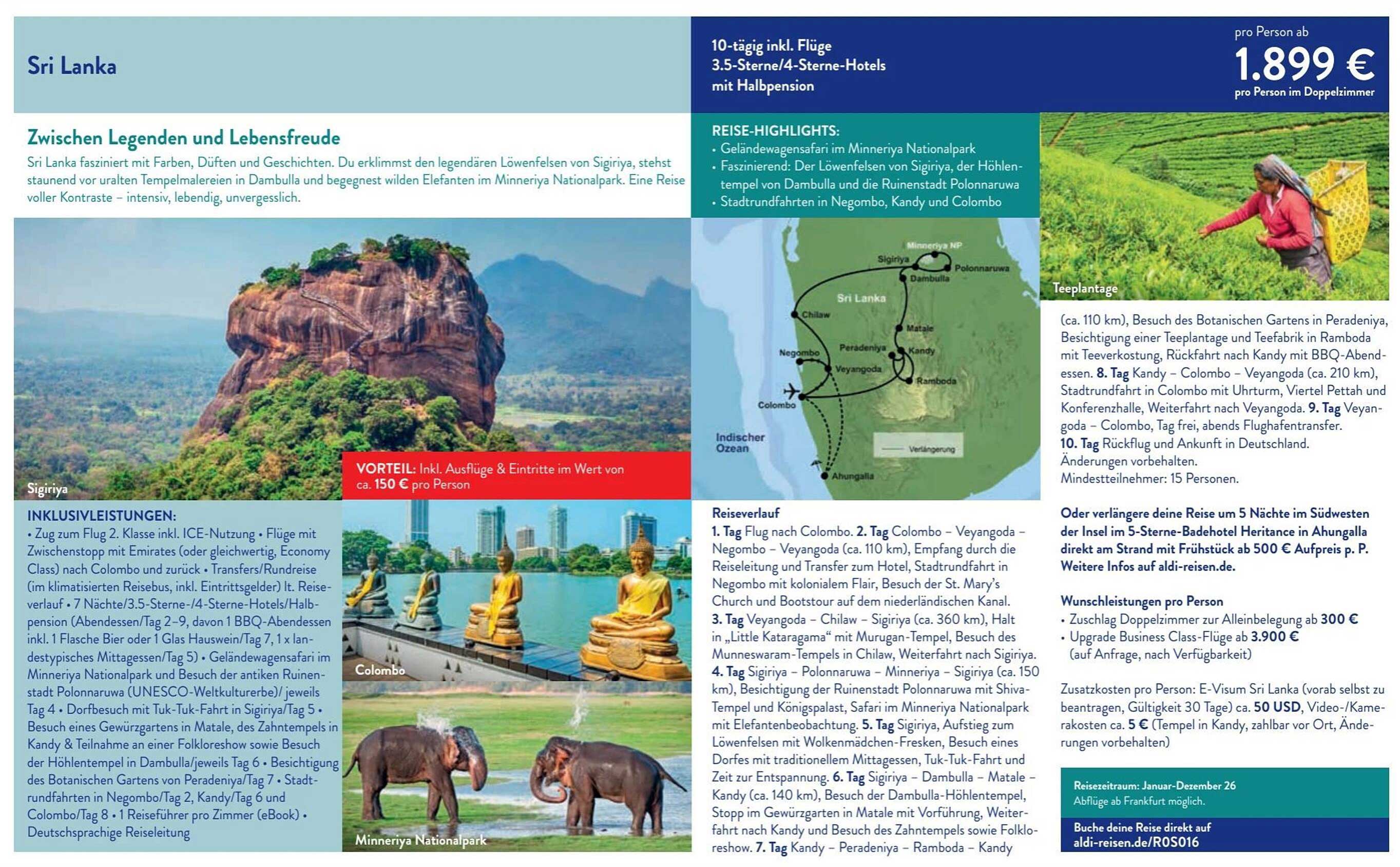 10-tägige Sri Lanka Reise mit Flügen und 3,5-4 Sterne Hotels