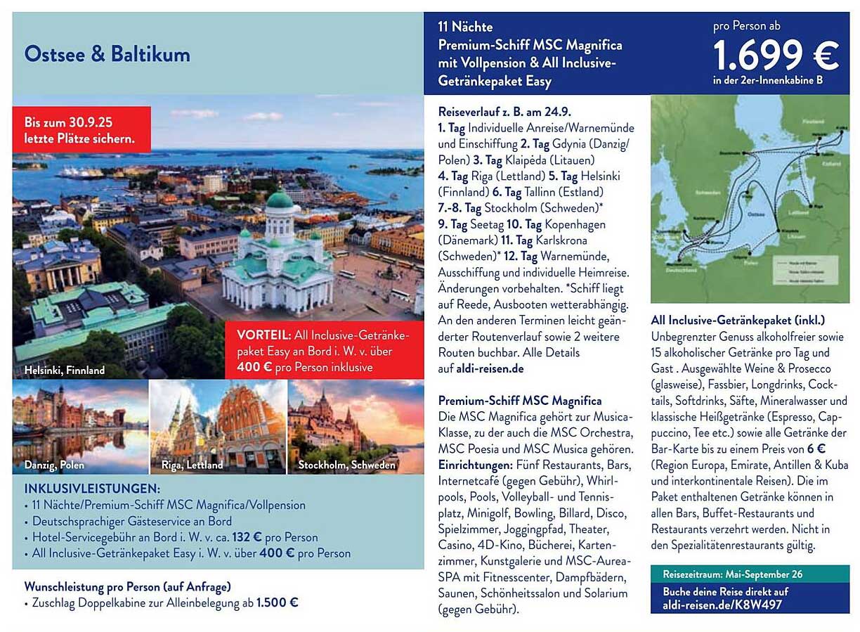 11 Nächte Premium-Schiff MSC Magnifica mit Vollpension & All Inclusive-Getränkepaket Easy