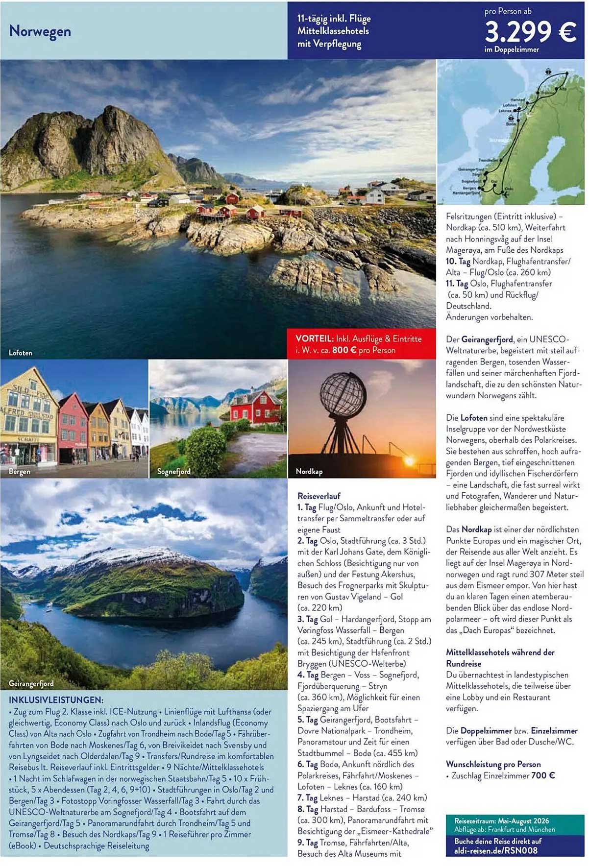 11-tägige Rundreise durch Norwegen inkl. Flüge und Mittelklassehotels