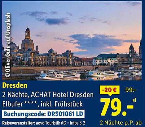 2 Nächte im ACHAT Hotel Dresden Elbufer****, inkl. Frühstück