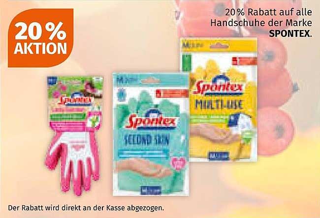 20 % Rabatt auf alle Handschuhe der Marke SPONTEX