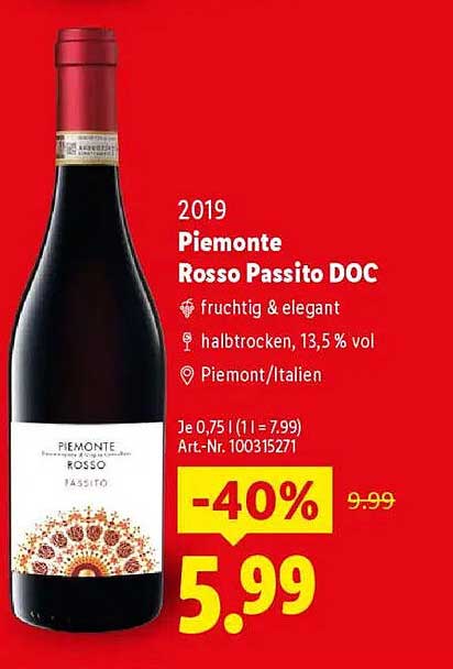 2019 Piemonte Rosso Passito DOC - Halbtrocken, fruchtig & elegant