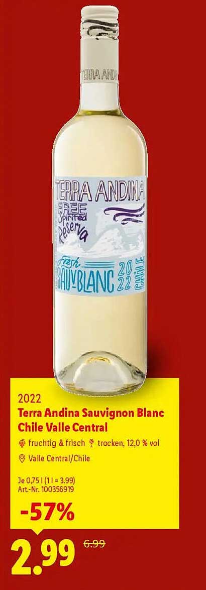 2022 Terra Andina Sauvignon Blanc Chile Valle Central