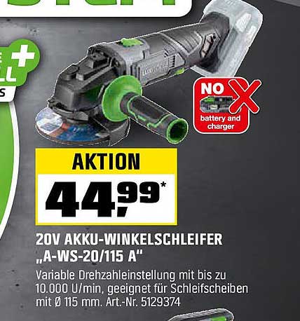 20V Akku-Winkelschleifer „A-WS-20/115 A“