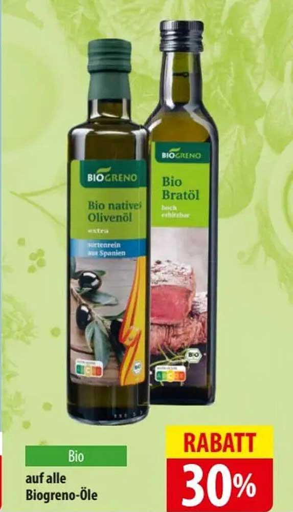 30% Rabatt auf alle Biogreno-Öle