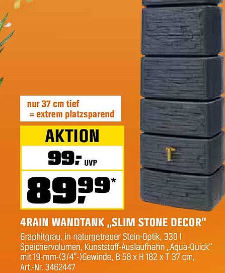 4RAIN WANDTANK „SLIM STONE DECOR“