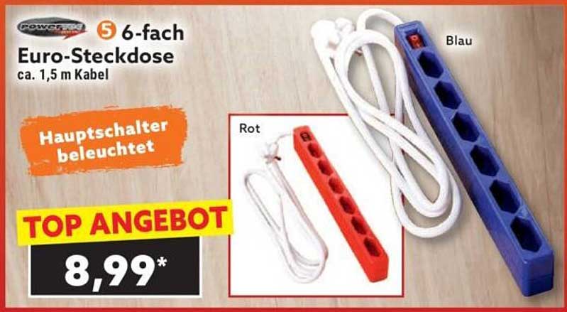 6-fach Euro-Steckdose mit ca. 1,5 m Kabel