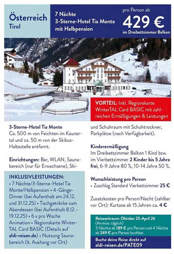 7 Nächte 3-Sterne-Hotel Tia Monte mit Halbpension