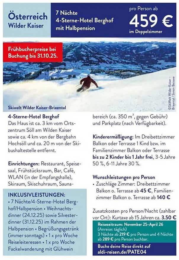 7 Nächte im 4-Sterne-Hotel Berghof mit Halbpension