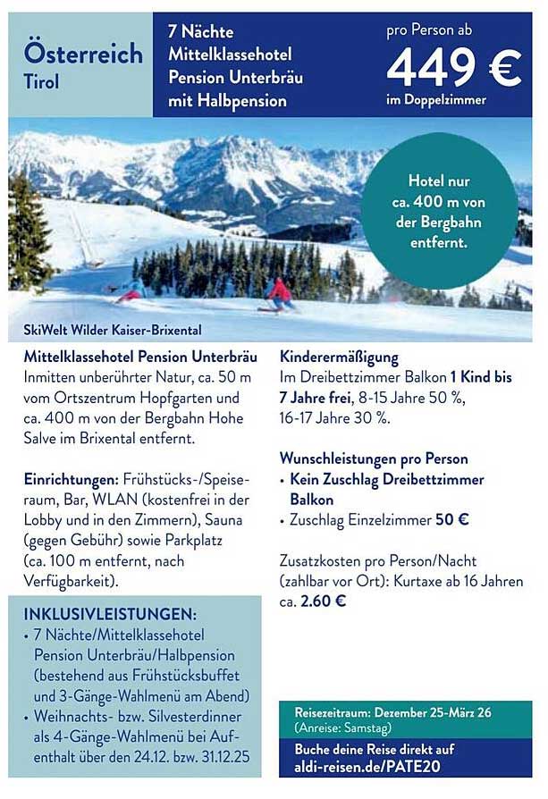 7 Nächte Mittelklassehotel Pension Unterbräu mit Halbpension