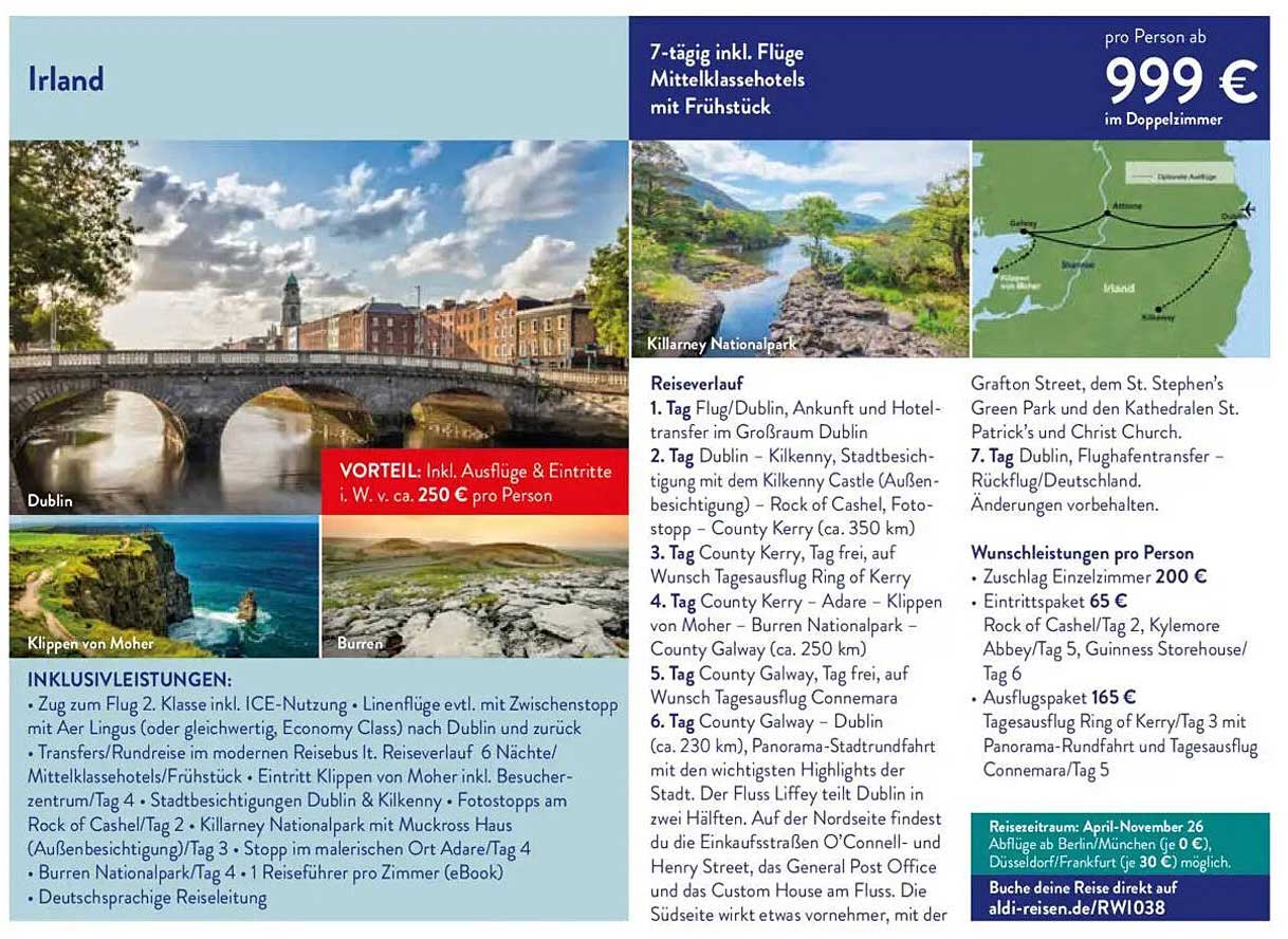 7-tägige Irlandreise inkl. Flüge und Mittelklassehotels mit Frühstück