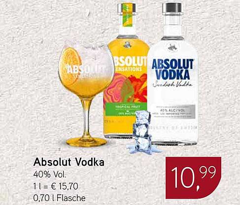 Absolut Vodka 0,7 l – Genuss pur zum besten Preis!