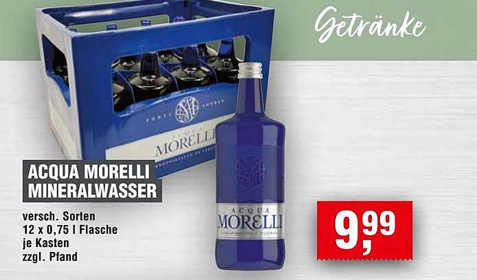 ACQUA MORELLI MINERALWASSER 12 x 0,75 l Flasche je Kasten