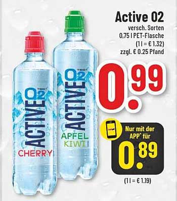 Active O2 Cherry & Apfel Kiwi – Erfrischung zum kleinen Preis