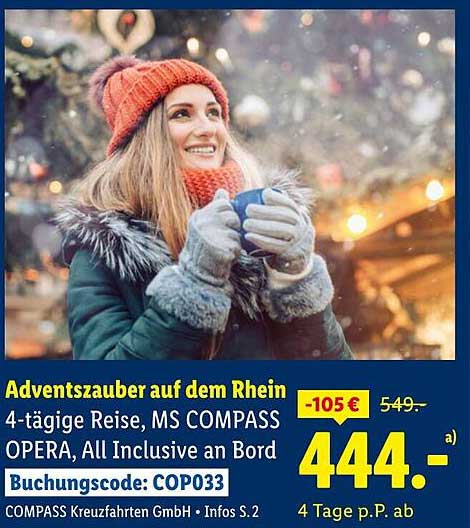 Adventszauber auf dem Rhein - 4-tägige Reise, MS COMPASS OPERA, All Inclusive an Bord