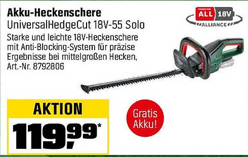 Akku-Heckenschere UniversalHedgeCut 18V-55 Solo