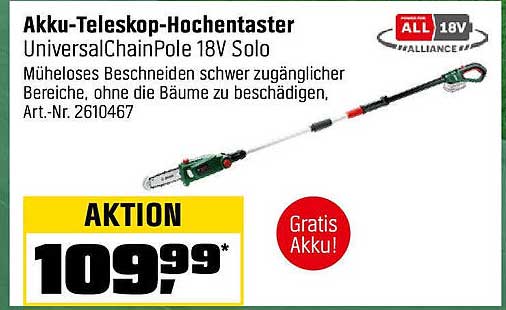 Akku-Teleskop-Hochentaster UniversalChainPole 18V Solo