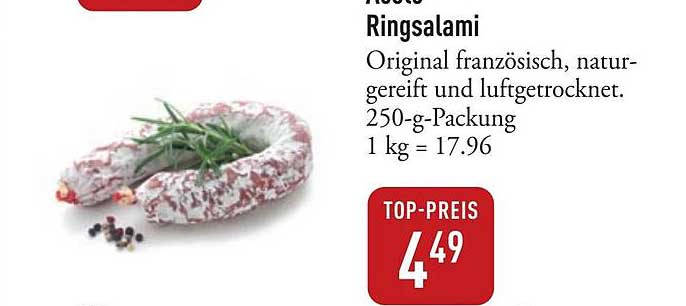 Alesto Ringsalami 250-g-Packung, Original französisch, naturgereift und luftgetrocknet