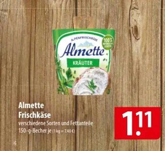 Almette Frischkäse - verschiedene Sorten und Fettanteile
