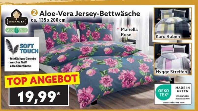 Aloe-Vera Jersey-Bettwäsche ca. 135 x 200 cm