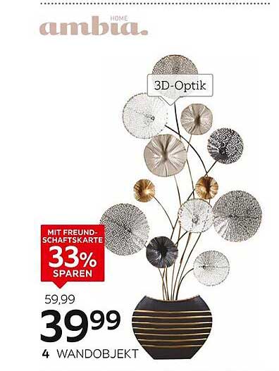 Ambia Home Wandobjekt 3D-Optik - 4-teilig