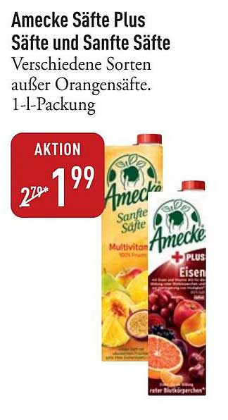 Amecke Säfte Plus Säfte und Sanfte Säfte – Verschiedene Sorten