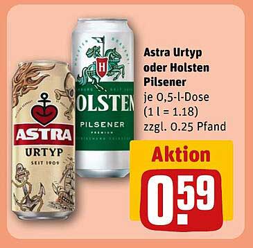 Astra Urtyp oder Holsten Pilsener, 0,5-L-Dose