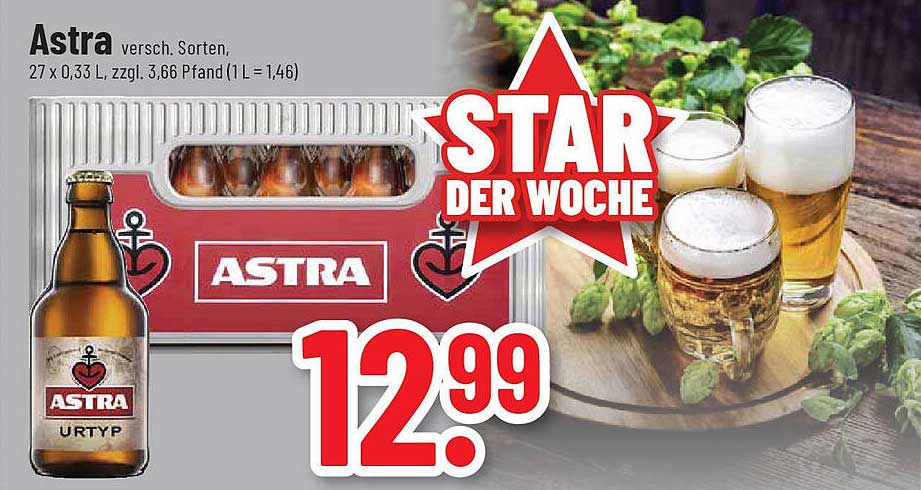 Astra vers. Sorten 27 x 0,33 L, zzgl. 3,66 Pfand