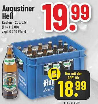 Augustiner Hell Premium-Bier - 20 x 0,5 l Kasten