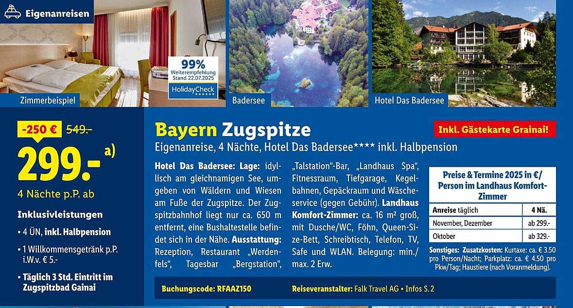 Bayern Zugspitze: Eigenanreise, 4 Nächte, Hotel Das Badersee**** inkl. Halbpension