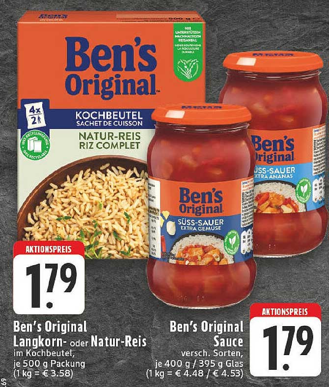 Ben's Original Langkorn- oder Natur-Reis im Kochbeutel, 500 g Paket