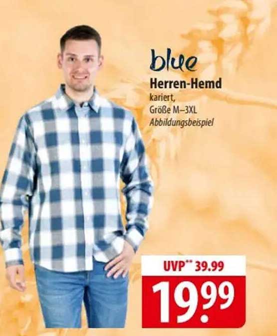 blue Herren-Hemd kariert, Größe M–3XL