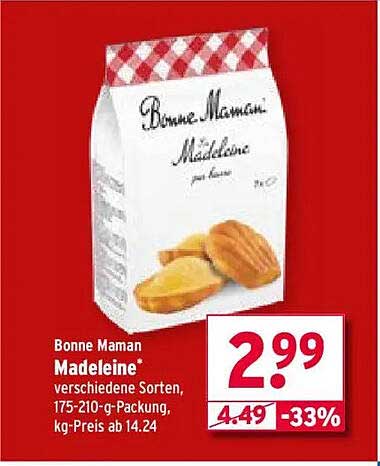 Bonne Maman Madeleine* verschiedene Sorten, 175-210-g-Packung