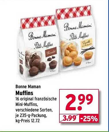 Bonne Maman Muffins – 16 originale französische Mini-Muffins in verschiedenen Sorten