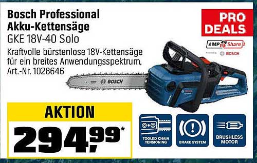 Bosch Professional Akku-Kettensäge GKE 18V-40 Solo