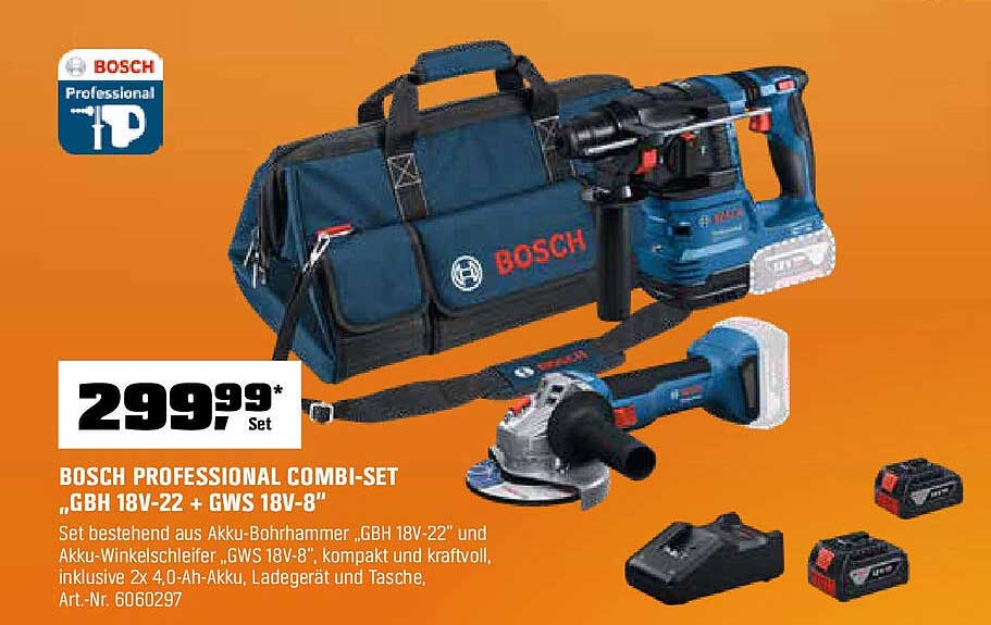 BOSCH PROFESSIONAL COMBI-SET „GBH 18V-22 + GWS 18V-8“