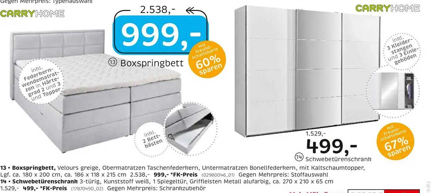 Boxspringbett Velours greige mit 60% Ersparnis