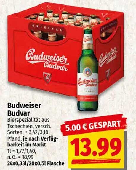 Budweiser Budvar 24er Kasten - Bierspezialität aus Tschechien