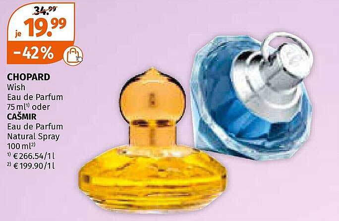 CHOPARD Wish Eau de Parfum 75 ml oder CAŠMIR Eau de Parfum Natural Spray 100 ml