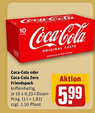 Coca-Cola oder Coca-Cola Zero Friendspack