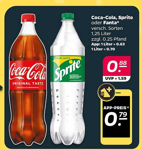 Coca-Cola, Sprite oder Fanta 1,25 Liter