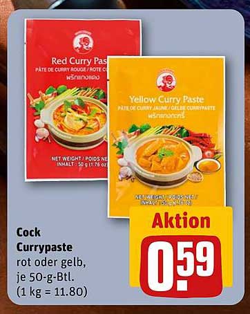Cock Currypaste rot oder gelb, je 50-g-Btl.