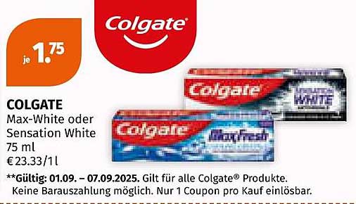 COLGATE Max-White oder Sensation White 75 ml