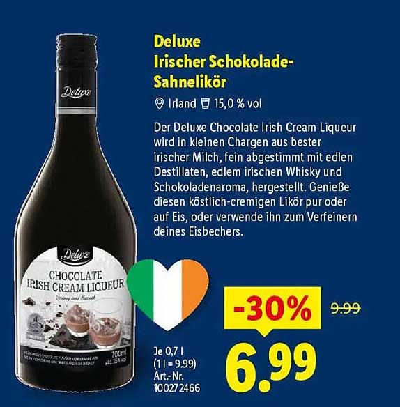 Deluxe Irischer Schokoladen-Sahnelikör