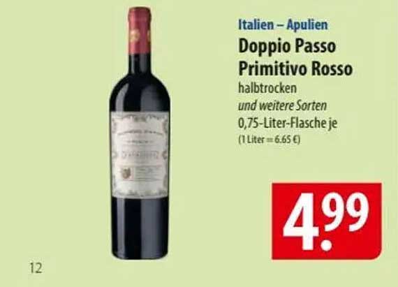 Doppio Passo Primitivo Rosso halbtrocken 0,75-Liter-Flasche