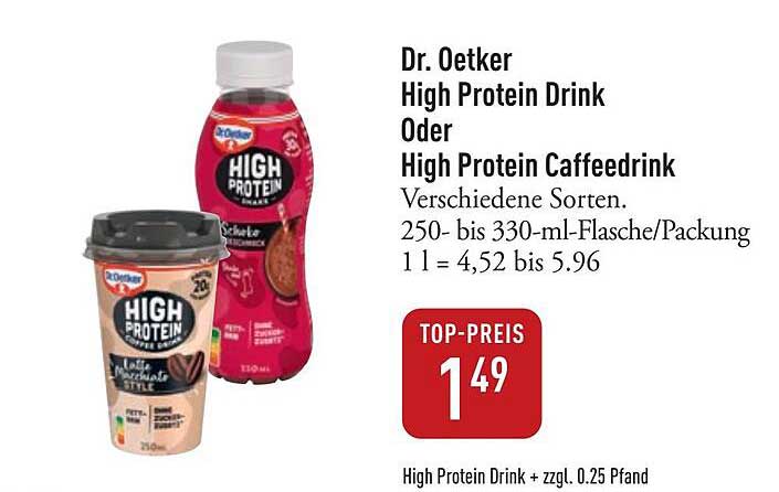 Dr. Oetker High Protein Drink oder High Protein Caffeedrink