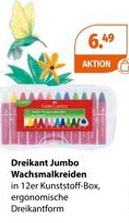 Dreikant Jumbo Wachsmalkreiden in 12er Kunststoff-Box